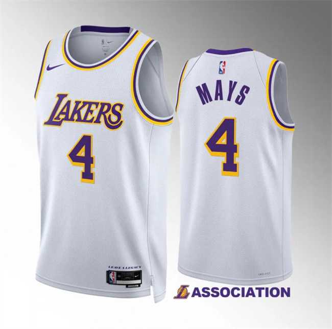Mens Los Angeles Lakers #4 Skylar Mays White Association Edition Stitched Basketball Jersey Dzhi->los angeles lakers->NBA Jersey